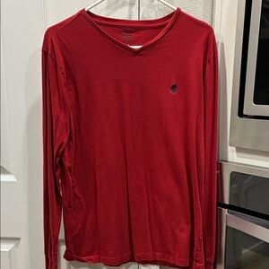 Men's Red V-Neck Shirt